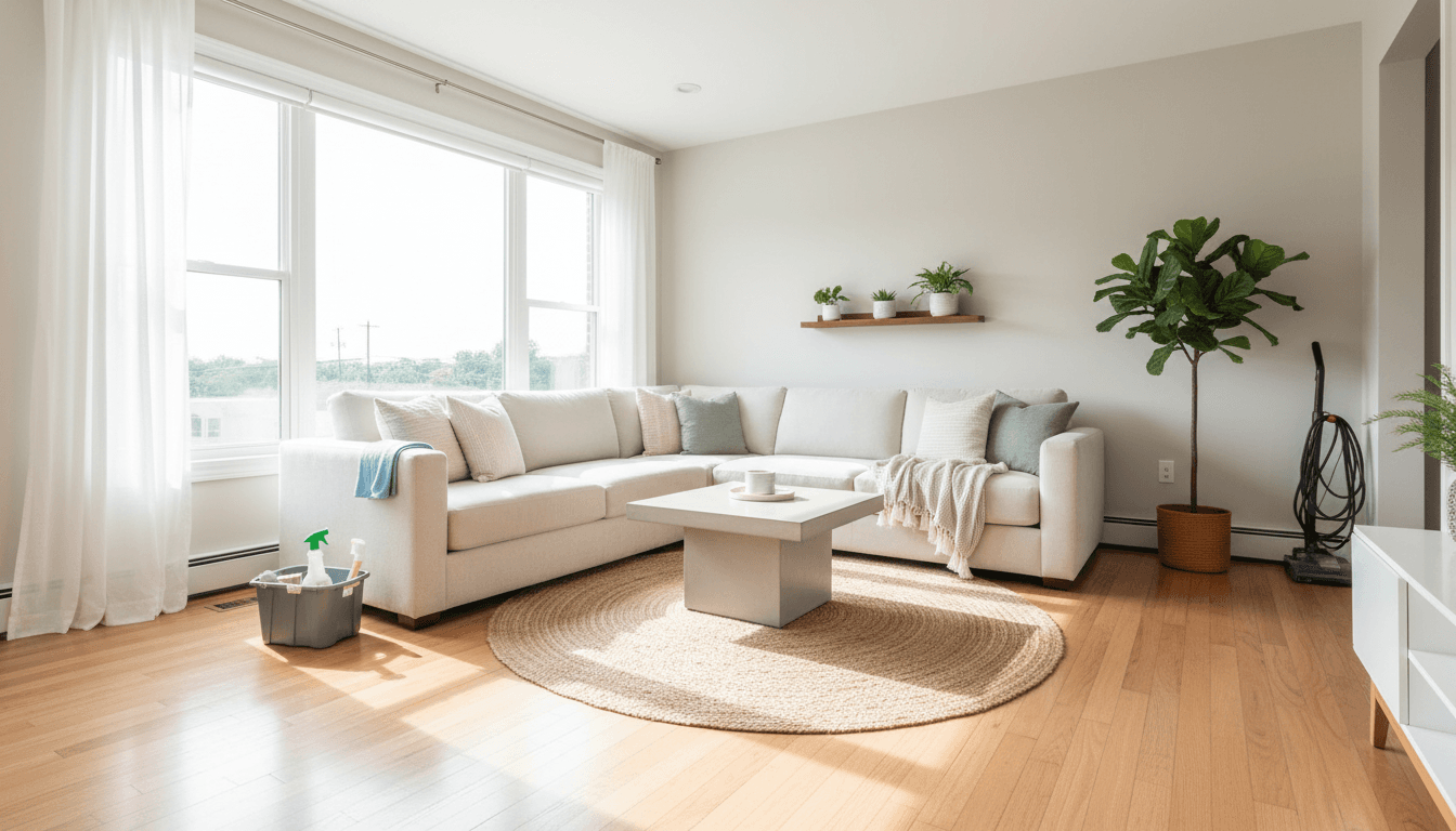 Freshly cleaned Philadelphia living room with natural light