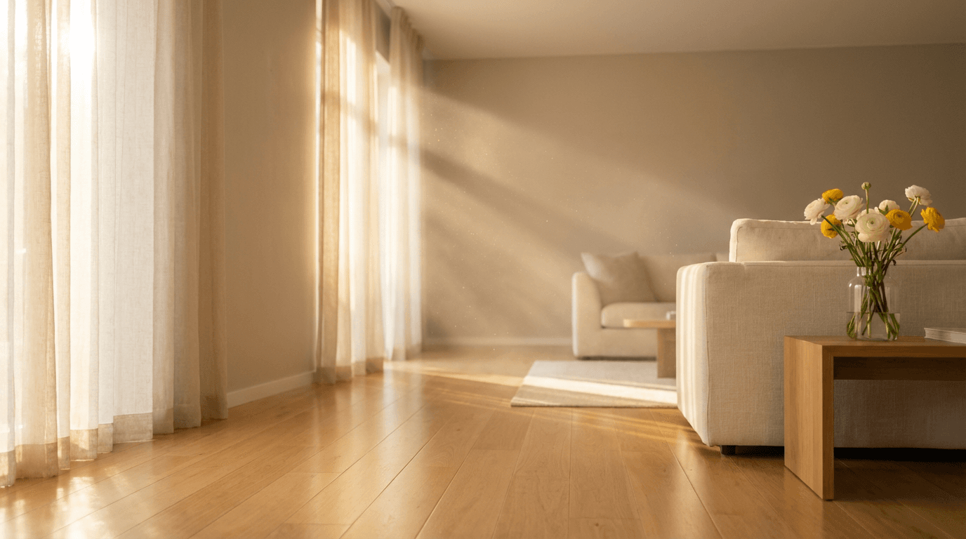Bright, clean living room with natural light