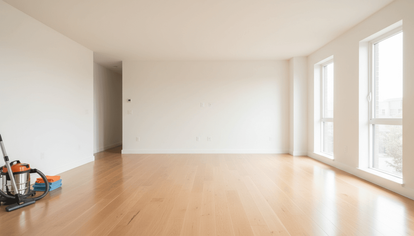 Bright living room after professional cleaning